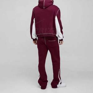 Ensemble survêtement pour homme, best-seller, sweat-shirt à capuche et pantalon de survêtement à jambe droite et évasée, survêtement personnalisé à fermeture éclair, délavage acide, imprimé à l'écran - Product Image 2