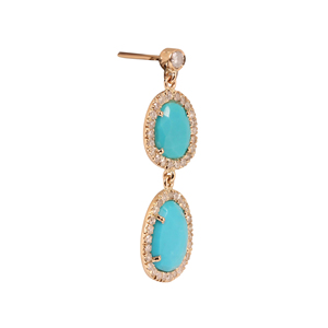 Style à la mode 14k or jaune pavé de diamant naturel Turquoise goutte boucles d'oreilles cadeau pour mariage fabricant de bijoux fins - Product Image 2