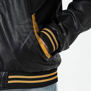 Style militaire en cuir de vachette véritable Bomber veste col montant haute rue Durable coupe-vent hommes chaud élégant - Product Image 4