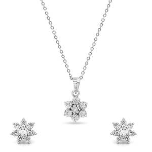 Conjunto de Joyería Zarkan Bright Bloom en Plata, Oro 14K, Oro 18K, Oro Rosa 14K para Bodas y Fiestas, con Circonita, Diamante, Perla y Corazón - Product Image 1