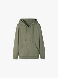 Hommes 100% Coton Lourd Fermeture Éclair À Capuche Ensemble Tricoté Solide Motif Doublé Design Stand Utilitaire Poches Lavé Style-ODM - Product Image 6