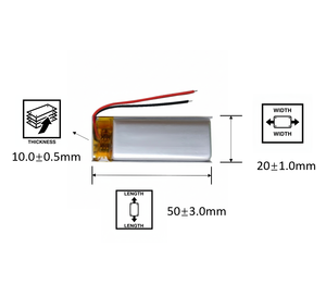 Литий-полимерный аккумулятор 102050 с 2 проводами, сменный, высокой емкости, перезаряжаемый, для колонок - Product Image 2