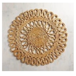 Posavasos de paja tejido a mano de boda a la moda de hierba de ratán Natural al por mayor manteles individuales redondos de jacinto de agua para mesa - Product Image 1