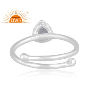 แหวนพลอยอความารีนจากธรรมชาติสีเงินสเตอร์ลิงเครื่องประดับแบบวางซ้อนกันได้เหมาะสำหรับเป็นของขวัญสำหรับผู้หญิง - Product Image 4