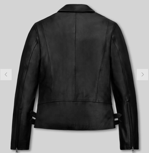 Brown <b>Suede</b> Moto <b>Jacket</b> Women's Slim Fit Zipper Closure Turn-down Collar Autumn Wear Regular Length - Product Image 3