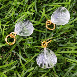 Pendentif en coquillage sculpté en pierre précieuse naturelle, argent sterling 925 plaqué or, pendentif pour la fabrication de bijoux - Product Image 5