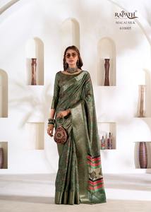 Saree ethnique indien à la mode en soie pour femmes pour les occasions de mariage de l'Inde - Product Image 5