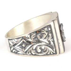 Men's 925 Sterling <b>Silver</b> <b>Ring</b> with Crescent Moon and Star Design Rectangular Stone Islamic Religious Symbol for Gift - Product Image 3