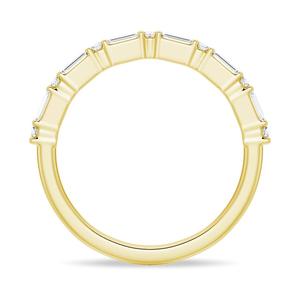 9K Gold Wedding Band with Emerald Cut Moissanite Diamond Elegant Moissanite <b>Rings</b> - Product Image 4