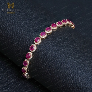 ปูเพชรแข็งทอง14K สร้อยข้อมือเพชรทับทิมธรรมชาติทำด้วยมือสร้อยข้อมือ opanable เครื่องประดับสร้อยข้อมือเพชรทับทิมทอง - Product Image 4