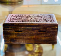 ARTISAN CRAFT Caja de Joyería de Madera Tallada Cuadrada, Hecha a Mano, Duradera, con Cerradura Secreta Grande |   Caja de Rompecabezas Personalizable con Logotipo, Arte Moderno