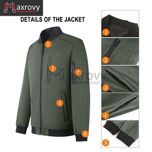 Chaqueta de bombardero impermeable ligera para hombre, abrigo de concha suave informal con cremallera completa, rompevientos cómodo de lona con bolsillo en el pecho - Product Image 5