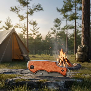 Portable Mini <b>Pocket</b> <b>Knife</b> Wooden Handle High Carbon Steel Blade MultiFunction Outdoor <b>Utility</b> <b>Knife</b> Camping Hiking Survival OEM - Product Image 2