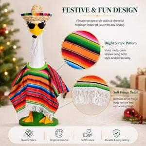 Disfraz de Ganso para Porche, Poncho Mexicano, Sombrero de Paja, Gafas de Sol, Decoración de Jardín - Product Image 4