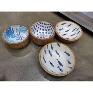 Juego de Tazones Decorativos Ondulados, Color Clásico, Artesanía Ecológica Vintage, Tazones de Madera de Mango para Servir Alimentos, Juego de Regalo para Fiestas - Product Image 4