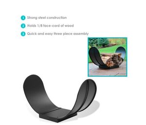 ชั้นวางฟืนดีไซน์โบราณทำจากเหล็กเคลือบสีดำ คุณภาพเยี่ยม เหมาะสำหรับการจัดเก็บและจัดระเบียบฟืนหนัก - Product Image 3