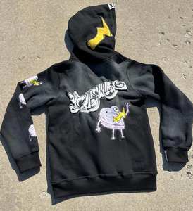 Ensemble de survêtement personnalisé en molleton bouclette 320 GSM avec broderie et impression en relief, comprenant un sweat à capuche court et des sweats à capuche épais en polaire - Product Image 2