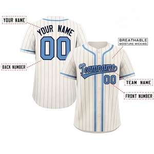 Personnalisable Unisexe Baseball Jersey Personnalisé Imprimé Pinstripe Uniforme Logo Nom Respirant Plus Size Design 100% Polyester - Product Image 2