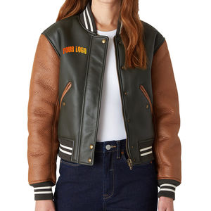 Moda mujer chaqueta universitaria al por mayor ropa universitaria diseño personalizado Letterman bomber elegante mezcla de lana prendas de vestir exteriores manga polar - Product Image 1