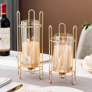 Ensemble 2 élégant métal décoratif bougeoirs mariage noël Table déco lanternes pour salon maison photophore bocaux à bougies - Product Image 5