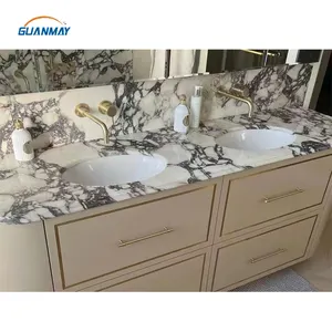 Lempengan Marmer Italia Calacatta Viola Meja Marmer Dapur Harga Meja Rias untuk Dekorasi Kamar Mandi