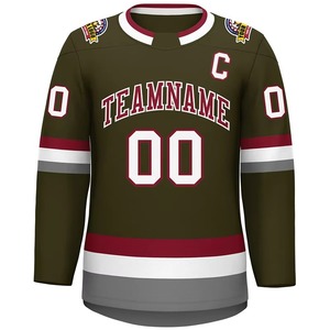 Camisetas de Hockey Personalizadas para Hombre, 100% Poliéster, Impresión por Transferencia de Calor, Sin Costuras, Transpirables, de Alta Calidad, para Práctica de Hockey sobre Hielo, EE. UU. - Product Image 1