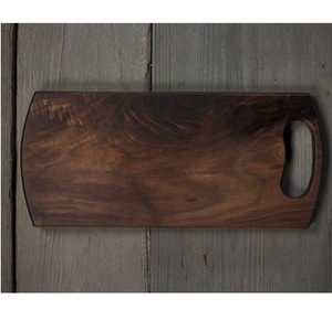 Mini planche à découper en bois de teck massif avec bord incurvé et vernis naturel idéal pour trancher et servir la cuisine quotidienne Noyer - Product Image 2