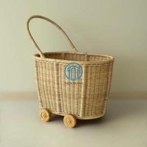 Handmade Rattan Doll Stroller With <b>Wooden</b> Wheels Boho Nursery Toy Cart For Kids Pretend Play Or Decorative Baby Room Gift - Product Image 6