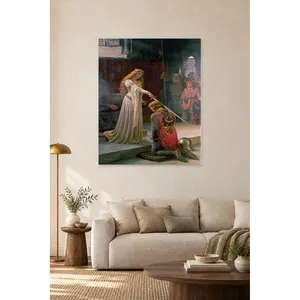 Fida Leighton, dame chevalière accoudant un chevalier à genoux, impression sur toile - Product Image 5