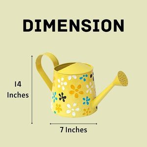 บัวรดน้ำโลหะทรงกลมสีเหลืองพร้อมพิมพ์ลายดอกไม้เครื่องมือทำสวนปลอดสนิมสำหรับตกแต่งบ้านและให้เป็นของขวัญ - Product Image 2