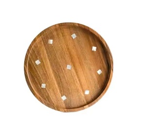 Ensemble de deux plateaux de service en bois avec poignée MOP Nouveau design Plateau à chocolat en bois de mangue Assiette de service de style arabe pour les dates - Product Image 3
