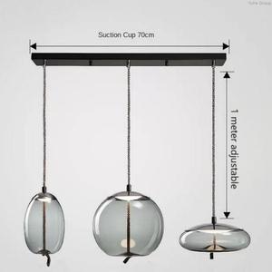 Lustre ovale en verre nordique, luminaires LED à intensité variable pour utilisation dans les restaurants - Product Image 4