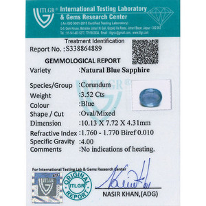 ไพลินสีน้ำเงินรอยัล-3.52 กะรัต ขนาด 10 มม. เจียระไนแบบเหลี่ยม  ปรับขนาดแล้ว ผ่านการอบด้วยความร้อน - Product Image 4