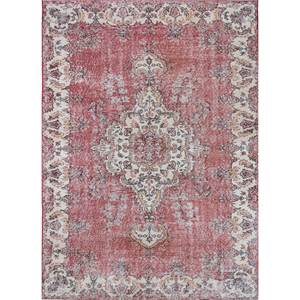 Tapis en laine noué à la main de grande taille, motif médaillon rouge et orange, pour salon, couloir rectangulaire - Pae-2287 - Product Image 1