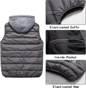 2023 Logo personnalisé Polyester poids lourd chaud sans manches vestes bouffant hommes hiver gilet pour hommes tissu brillant - Product Image 3