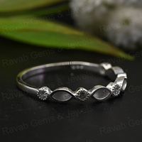 Monture de bague demi-éternité en argent 925 fait main, avec serti marquise 2x4mm, pour zircon, pour la création de bijoux DIY avec lait maternel souvenir