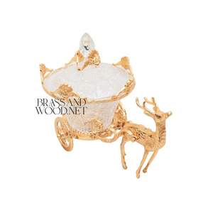 Bonbonnière en laiton et cristal de renne doré - Product Image 5