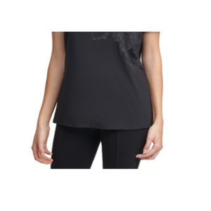 T-Shirt da Donna Calvin Klein con Decorazioni Floreali e Paillettes, 100% Cotone Jersey, Taglie XS e XXS, Versione Corta e Aderente, Nera - Product Image 3