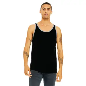 Side Seamed Retail Fit 100% Airlume Combed dan Ring Spun Cotton 32 Tunggal 4.2 Oz Hitam/Atletik Jersey Tank Unisex