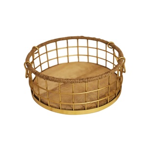 ตะกร้าเก็บลวดโลหะสไตล์อเมริกันเทรนด์อุตสาหกรรมพร้อมฐานไม้ภายในปรับขนาดได้หลากสีใช้ในห้องครัวในบ้าน - Product Image 1