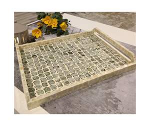 Plateau de service en nacre arabe 2023, plateau de service en coquillage Eid plateau de service décoratif plateau d'incrustation serpillière pour servir les fruits - Product Image 1