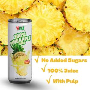 Jus de purée d'ananas 100% sans sucre, vraie pulpe, 320 ml, fraîchement pressé, vente en gros, marque privée, échantillon gratuit, Vietnam - Product Image 2