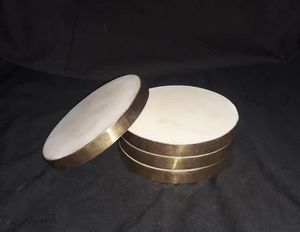 Posavasos de mármol blanco personalizado con incrustaciones de latón de lujo, diseño rectangular cuadrado único, café, té, bebida, alfombrillas y almohadillas de piedra de lujo - Product Image 3