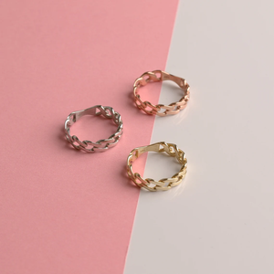 Stacking <b>Ring</b> 18k Yellow Gold Rose Gold and Silver <b>Ring</b> for Women's Curb Chain <b>Ring</b> MiniMalist Jewelry - Product Image 2