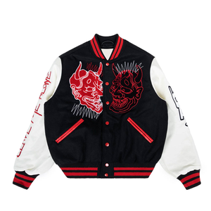 Chaqueta Varsity de Béisbol Personalizable para Hombre, de Lana, con Cierre, Cuello Alto, Diseño de Anime con Corazón Bordado - Product Image 4