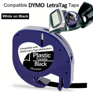 Casete de cinta de etiquetas de plástico térmico adhesivo blanco sobre negro Compatible con <span class=keywords><strong>DYMO</strong></span> LetraTag LT100H 12MM * 4M 91332 91203 91333 91331 - Product Image 4
