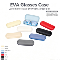 Étui à lunettes rigide en cuir PU bleu avec logo personnalisé, boîte à lunettes portable, étui de rangement pour lunettes de lecture, vente en gros