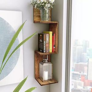 Estante colgante de pared de madera rústica clásica con acabado decorativo perfecto para cocinas casas de campo e interiores rústicos - Product Image 1