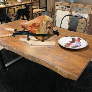 Porta prosciutto in legno/ferro di produzione italiana 58x18 cm con affettatrice per tagliere supporto porta attrezzi da giardino - Product Image 3