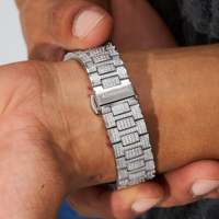 Montre en quartz et moissanite, 42 mm, acier inoxydable, cadran serti de diamants, montre de luxe pour homme, montre de mode